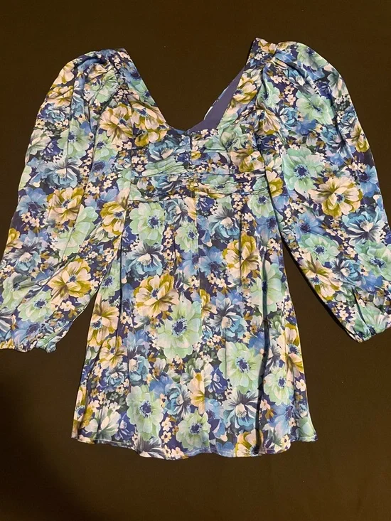 Blue floral mini dress - Picture 4 of 4